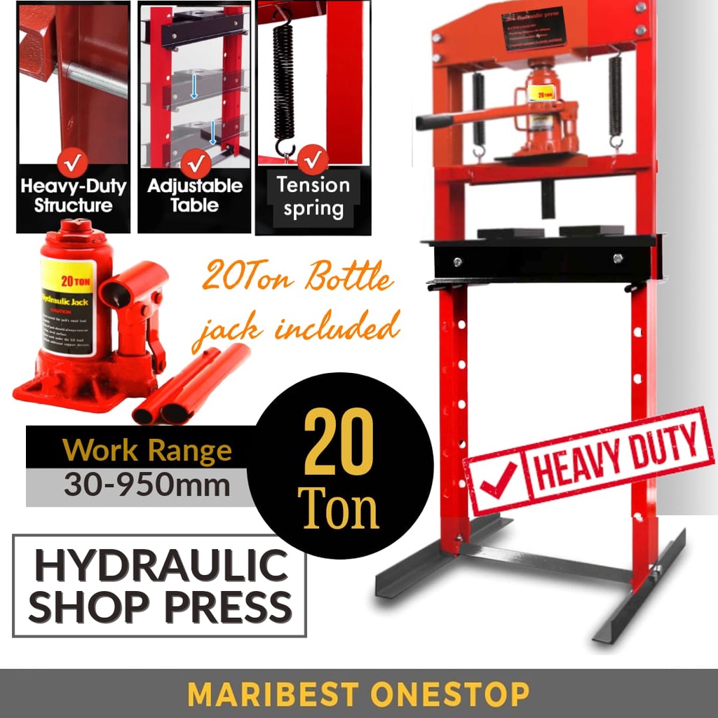 20Ton Heavy Duty Hydraulic Shop Press Machine Car Repair Bearing ...