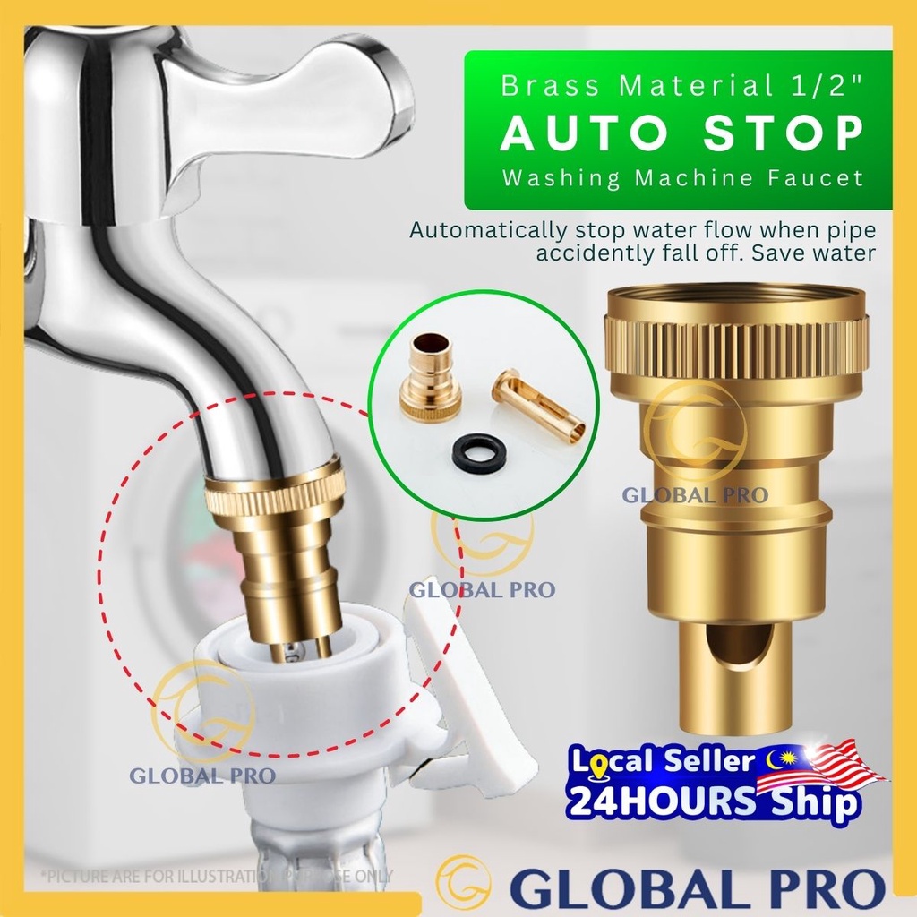 Automatic Water Stop Connector High Pressure Washing Machine Brass
