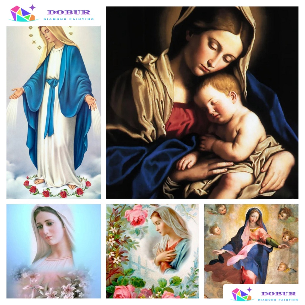 DOBUR | Diamond Painting Kit Round/Square Full Drill Virgin Mary Jesus ...