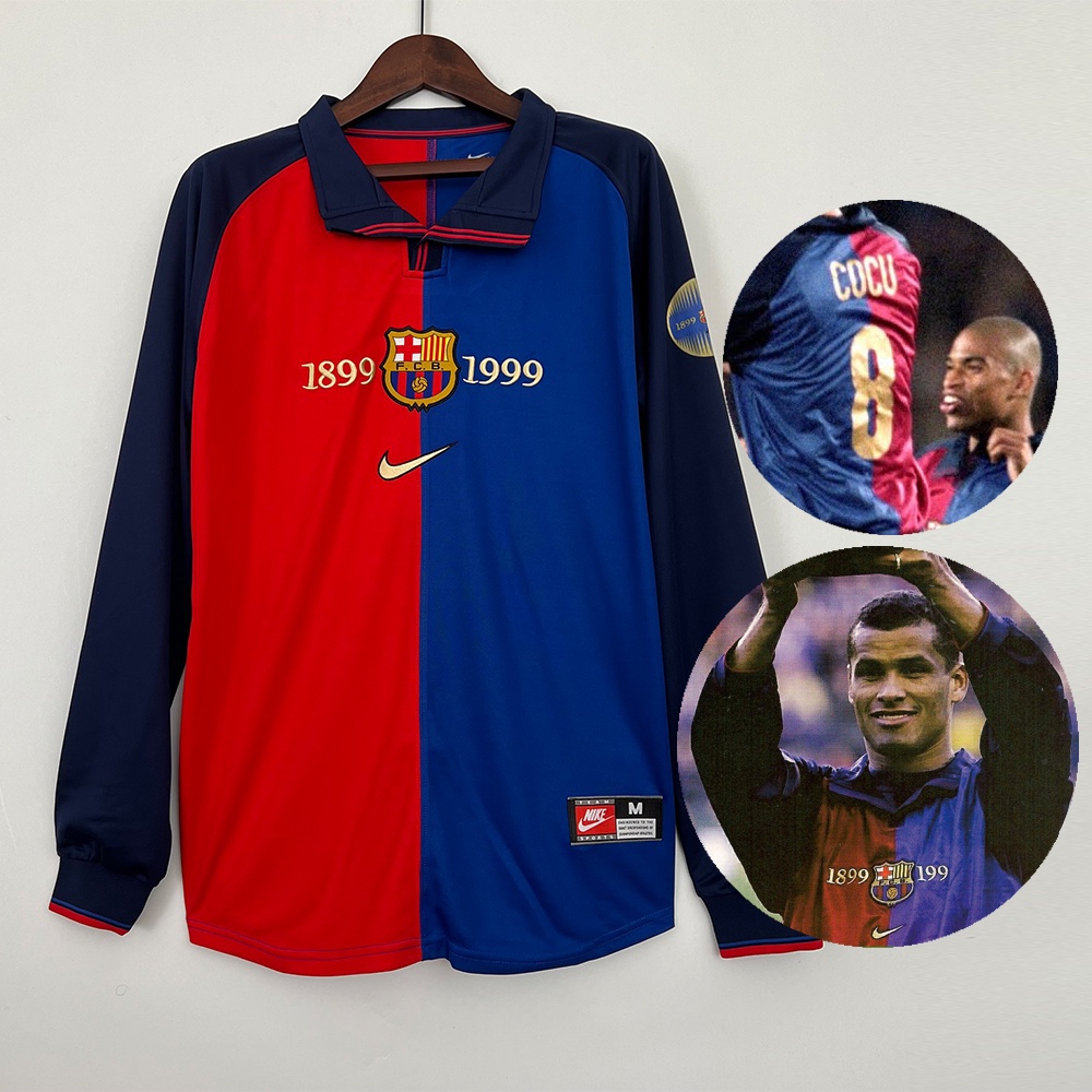 Retro Jersey Barcelona 100TH Commemorative Edition long sleeve soccer ...