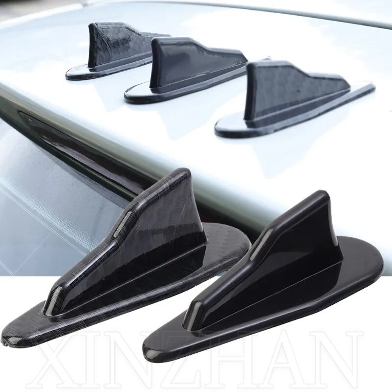 Carbon Fiber Car Rear Spoiler Tail Wing Kit / Self-Adhesive Black Shark ...