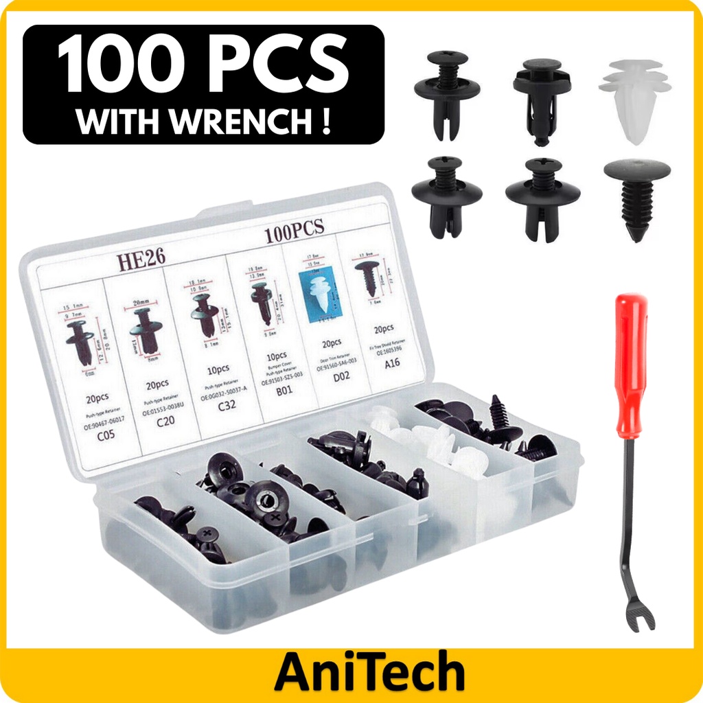 100Pc Clip Car Fastener Bumper Trim Kit Car Door Panel Push Pin Rivet