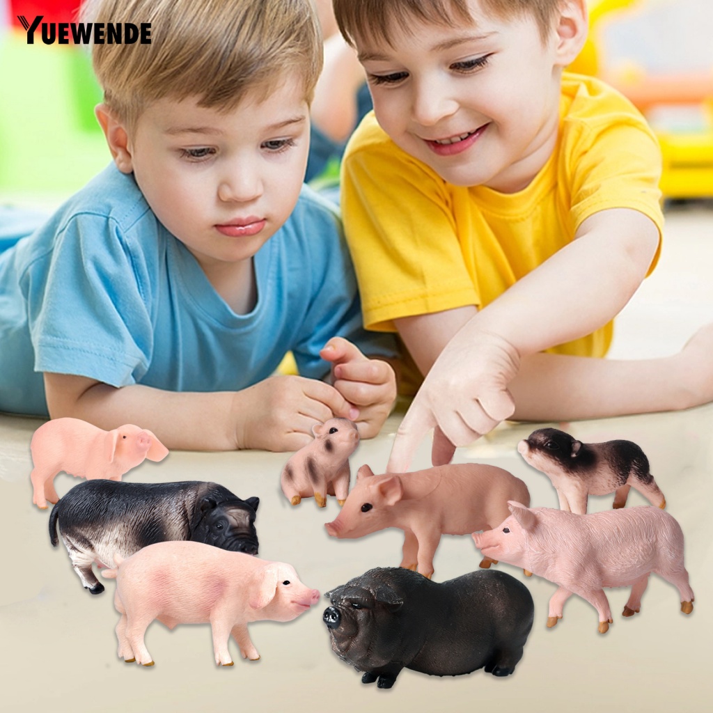 YM.B Pig Toy for Kids Farm Animal Statue Miniature Pig Figurine Set Realistic Wild Boar Models