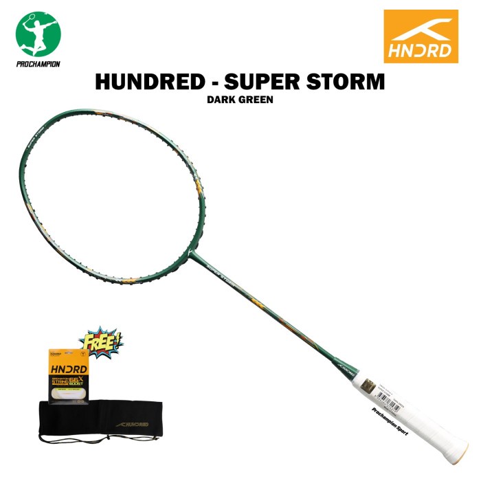 Original Hundred Super Storm Badminton Racket - Dark Green | Shopee ...
