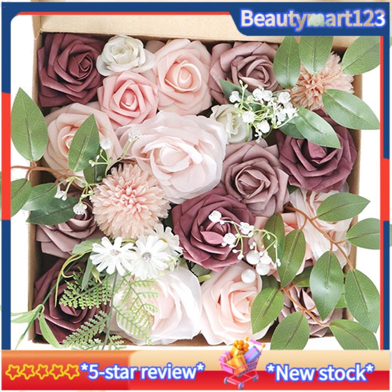 【BM】Artificial Wedding Flowers Box Set Fake Dusty Rose Flowers Combo