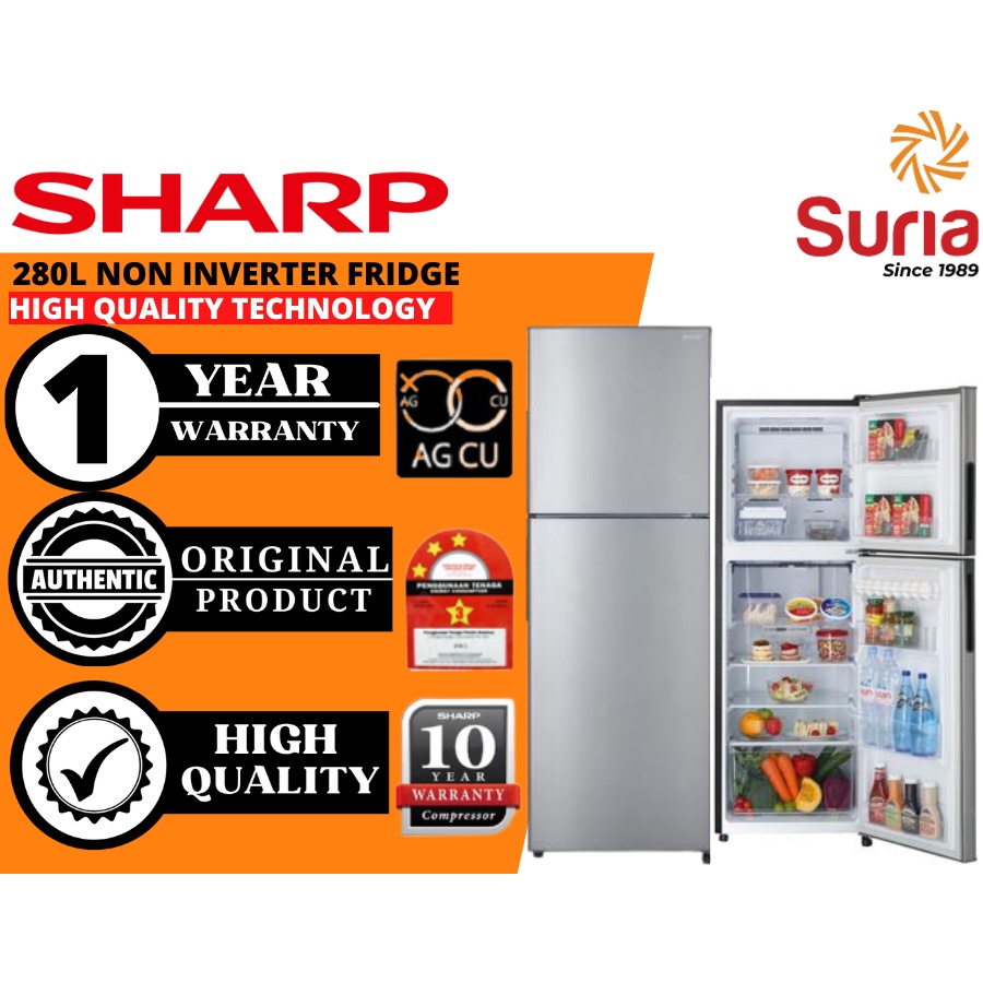 (Free Delivery Kedah,Penang & Perlis)Sharp 280L 2 Door Noninverter