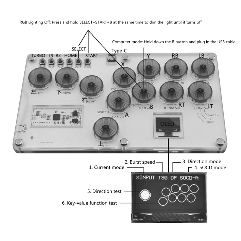 moon3 PC Mechanical Button Game Controller Arcade Keyboard Joystick ...
