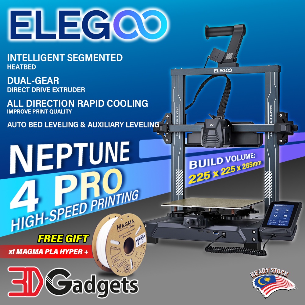Elegoo Neptune 4 Pro / Plus / Max 500mm/s High Speed Printing with Auto Bed Leveling Semi DIY 3D