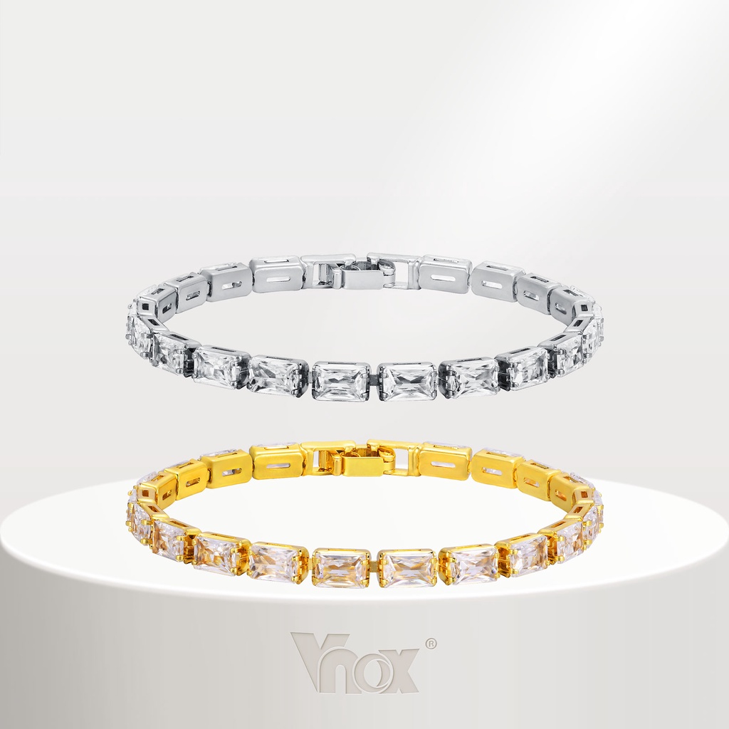 Vnox Zircon Cubic Tennis Bracelet for Women Girl,18K Gold Shiny Wedding ...