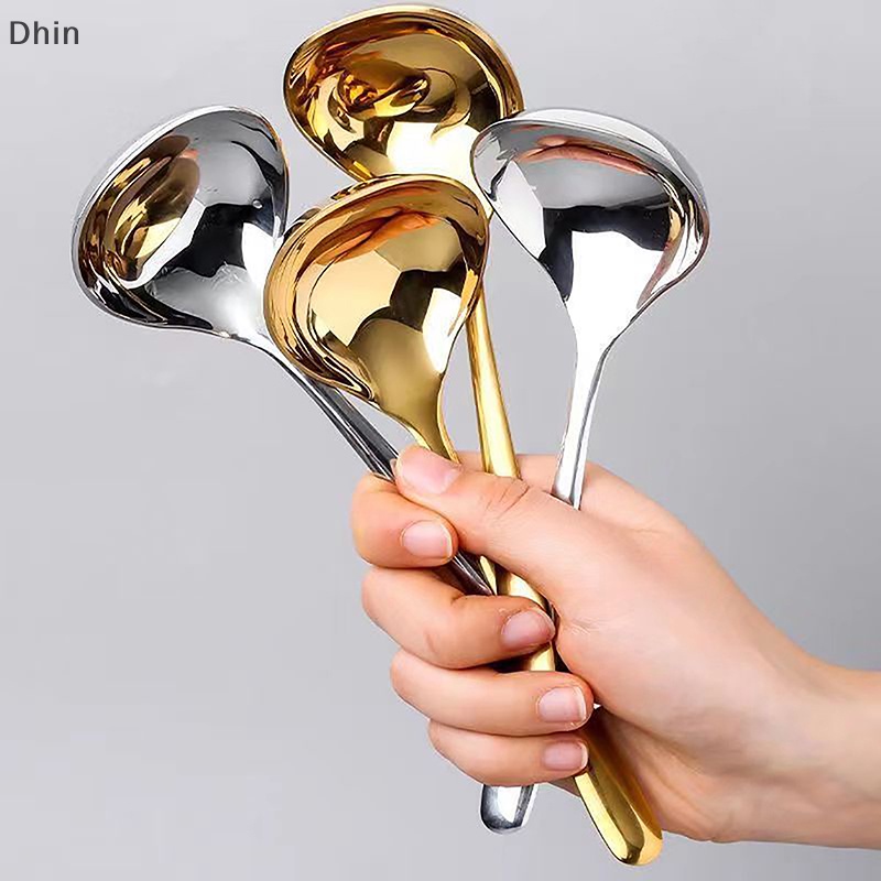 [Dhin] Stainless Steel Big Round Spoon Net Red Golden Dinner Long ...