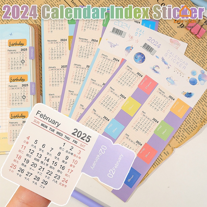 Kawaii 20242025 Calendar Stickers/ Kawaii Monthly Manual Ledger Label