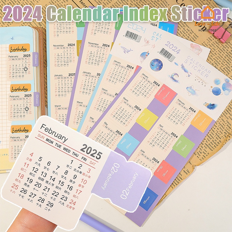 Kawaii 20252025 Calendar Stickers/ Kawaii Monthly Manual Ledger Label