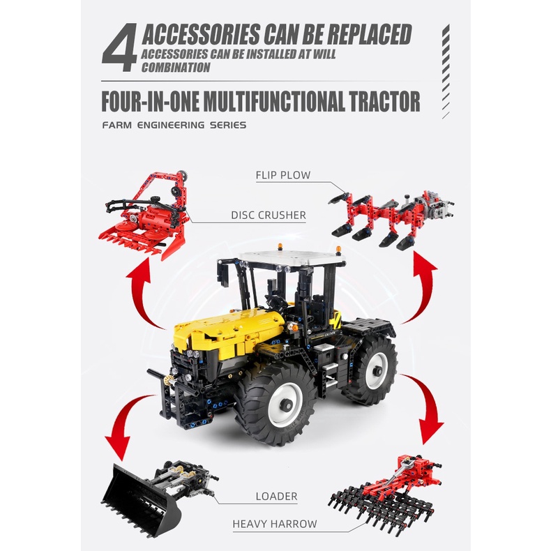 Mould King 17019 Technic 4 in 1 Tractors (Loaders, Flip Plows, Heavy ...