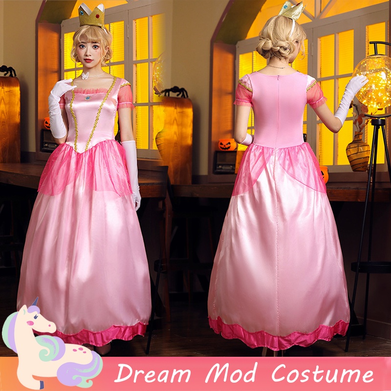Super Mario Princess Peach Sexy Gown Cosplay Costume For Woman Pink Dress  For Women Adult Halloween Christmas Party Set | Shopee Malaysia