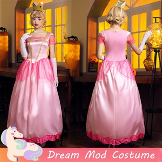 Princess Peach Costume for Women, Princess Peach Cosplay Dress up Apron,  Womens Halloween Costume, Pink Princess Dress Up 