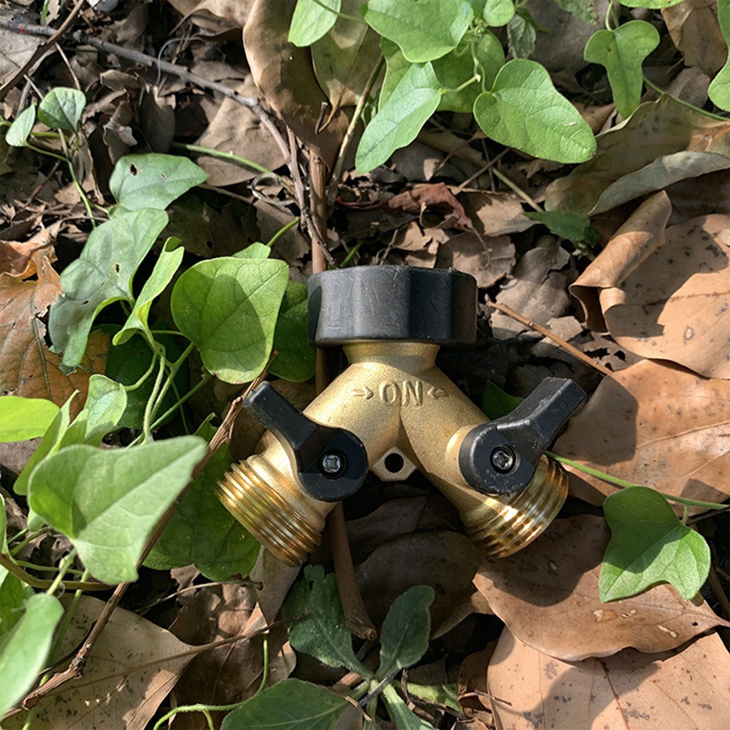 Two Way Garden Hose Connector Y Splitter 2 Valves Water Faucet Splitter