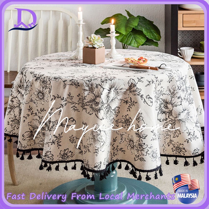 Tablecloth French Rustic Premium Feeling Tassel Dining Table Cloth