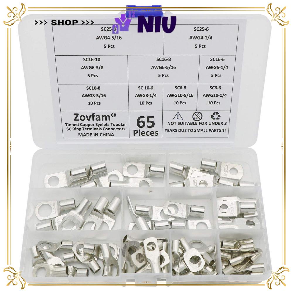NIU 60pcs Battery Terminal Connectors, Copper Battery Cable Ends, Golf