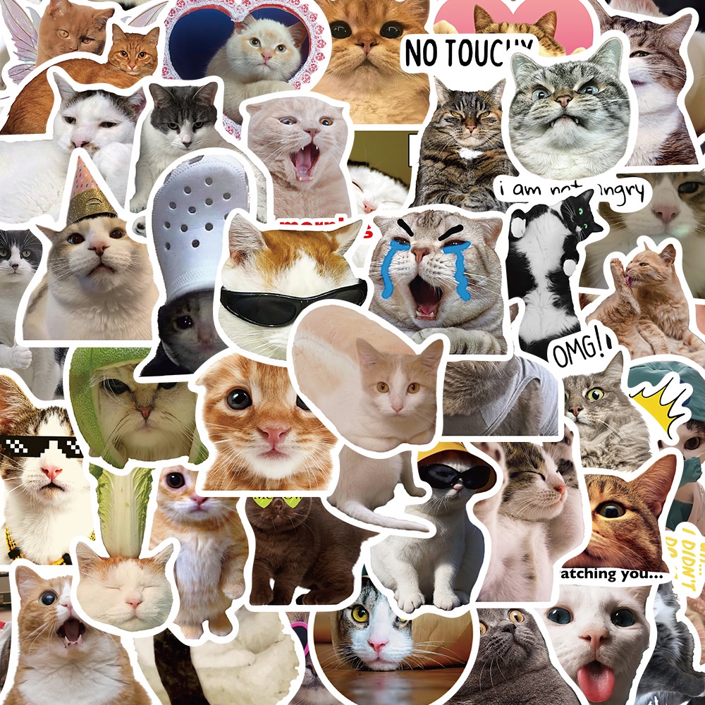 100/50PCS Cute Kitten Lovely Cats Meme Stickers For Helmet Bicycle Hand ...