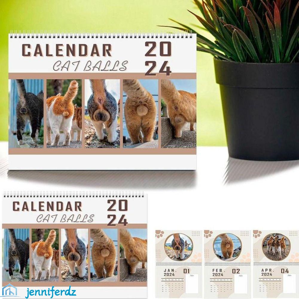 JENNIFERDZ 2024 Calendar, Weekly Schedule Cute Cat Butts Calendar