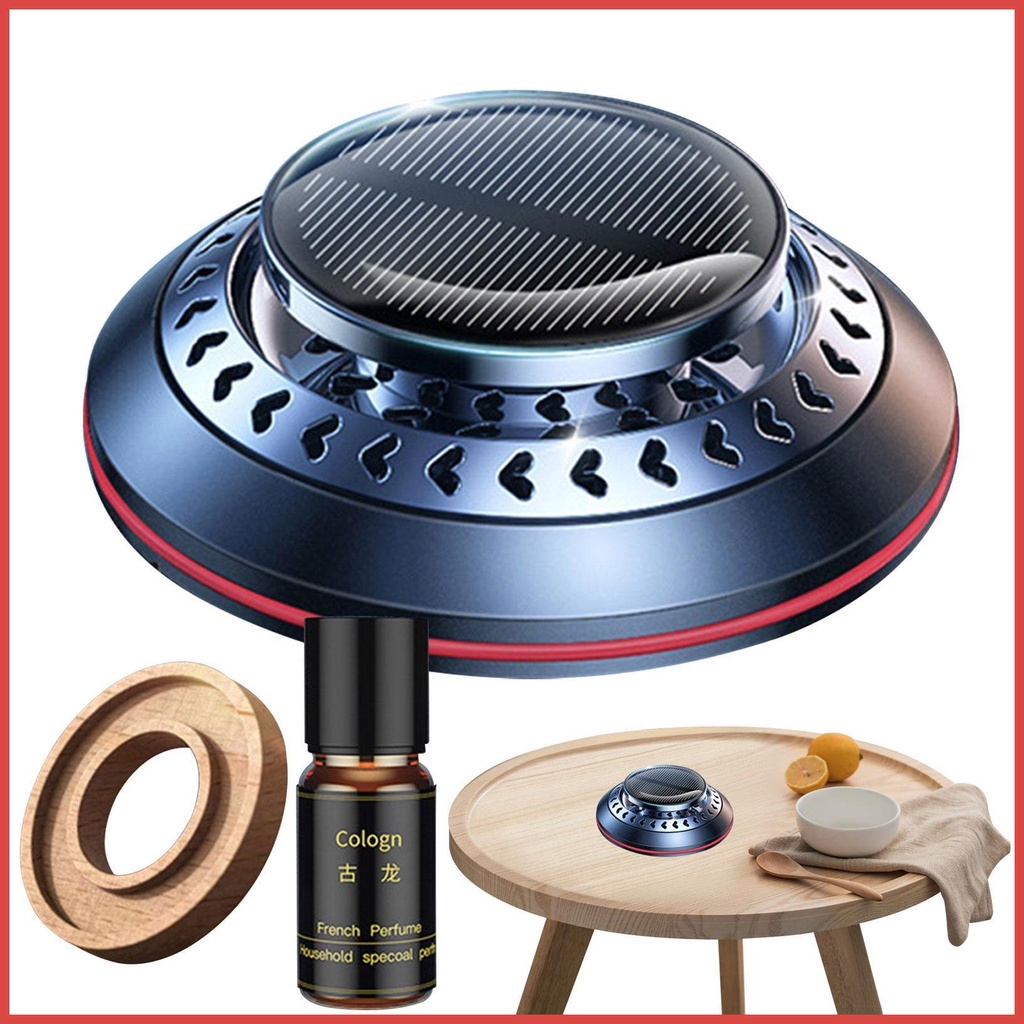 Solar Car Aromatherapy Diffuser Alloy Rotating Automotive Scent