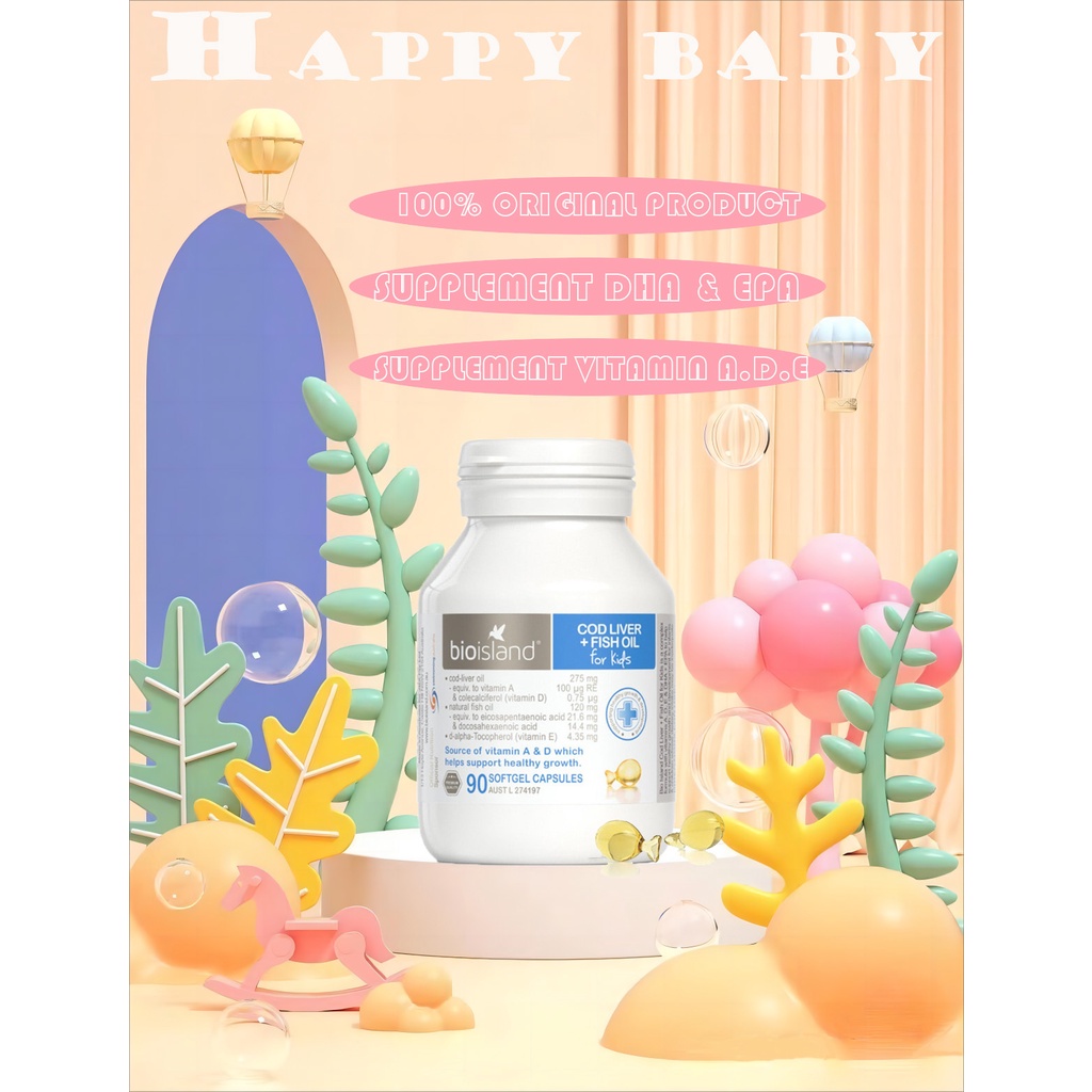 {Original Product}Bio Island Cod Liver + Fish Oil Kids 90cap Supplement