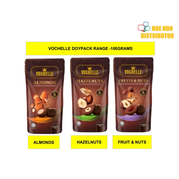 Vochelle Chocolate 100g Almonds Hazelnuts Tiramisu Mint Orange Green