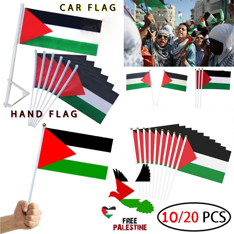 10/20Pack Palestine Hand Flag / Palestinian Car Flag /Bendera Palestin ...