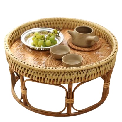 Rattan Round Table Picnic Beach Outdoor Travel Rotan Meja Bulat ...
