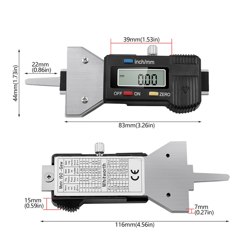 Car Tire Tread Depth Tester Gauge 0-25.4mm/0-1'' Digital Measuring ...