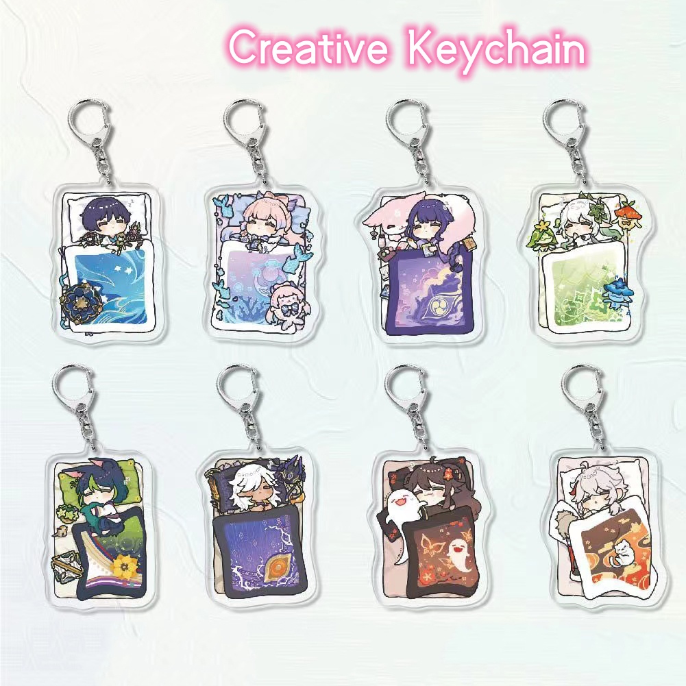 Game Genshin Impact Keychain Diluc Zhongli Hutao Raiden Shogun Key ...