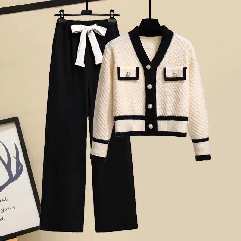 Loose Casual Knitted One Sleeve Two Piece Suit main image 1