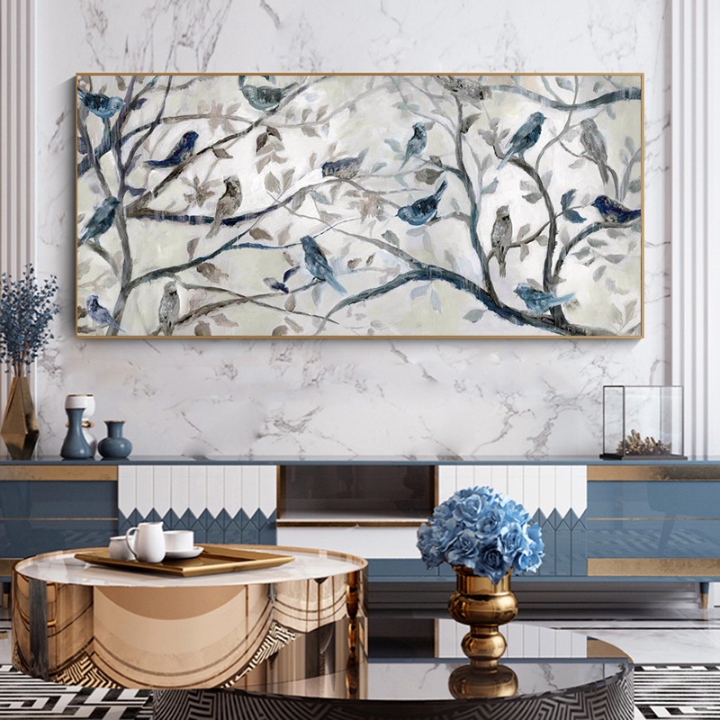 Abstract Bird Retro Style Vintage Tree Canvas Painting For Home Art Wall Decor Shopee Malaysia