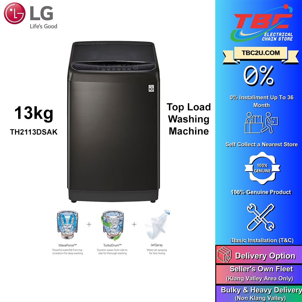 LG TH2113DSAK 13KG 6 MOTION INVERTER DIRECT DRIVE TOP LOAD WASHING
