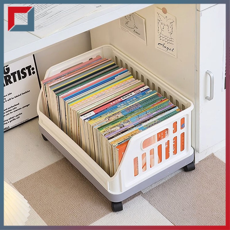 Student book storage box with movable wheels for classroom loading high