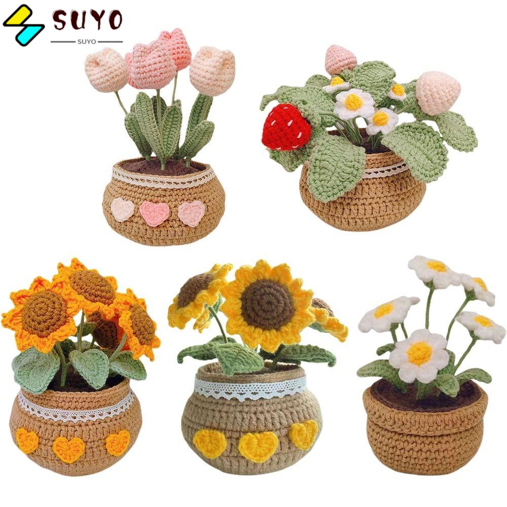 SUYO Crochet Kit, Tulip Flowerpot Crochet Flower Crochet Kit, Craft ...