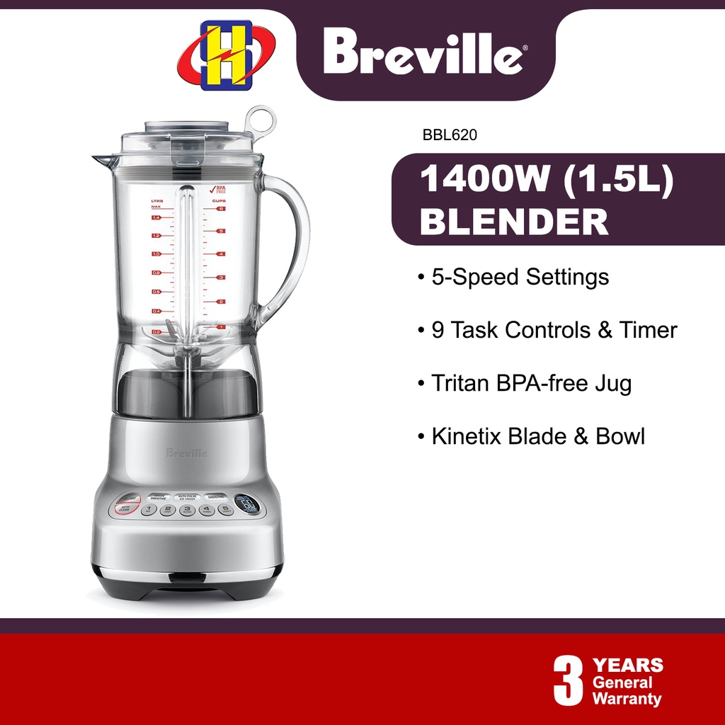 Breville Jug Blender 1.5L 5 Speed Tight Fitting Breville Assist Lid Heavy Duty ABS Base BBL620 Shopee Malaysia