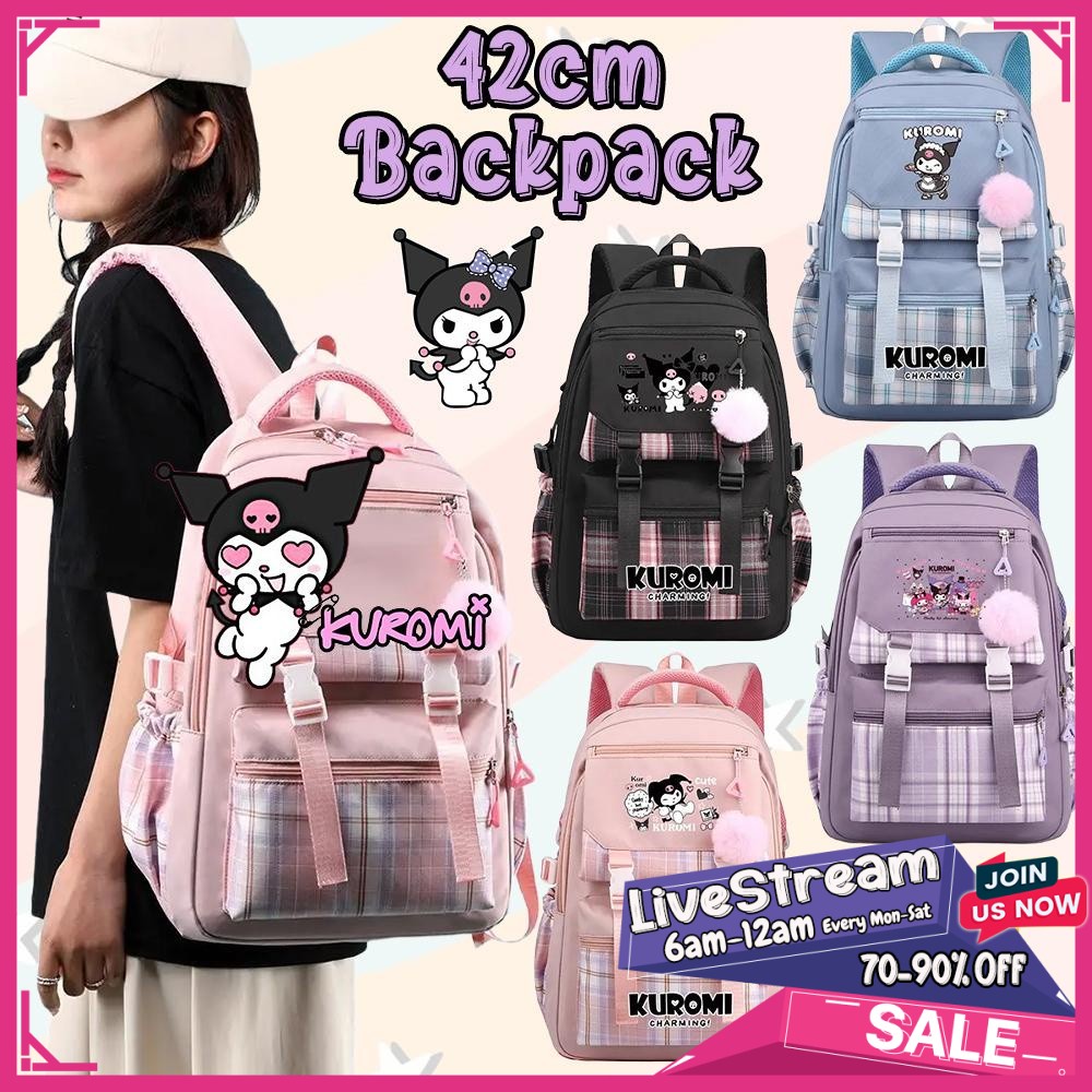 B704 42cm KUROMI Beg Sekolah Korean Style Bag Sekolah Perempuan Kuromi School Bag Shopee Malaysia