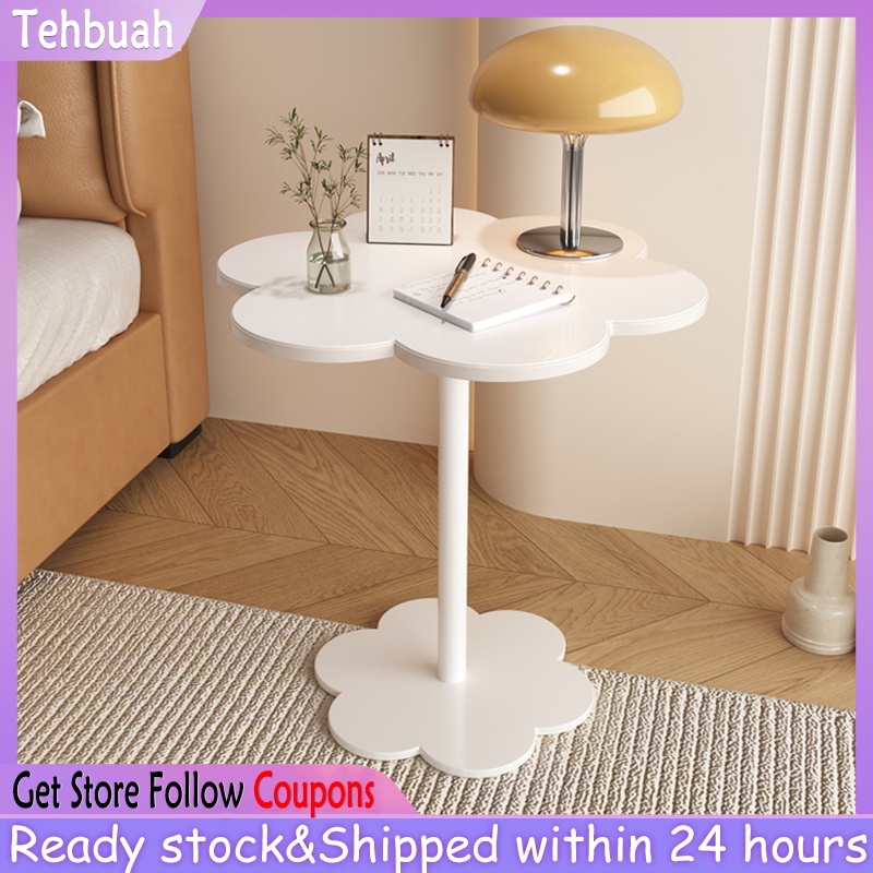 Sofa Side Table Modern Cream Small Round Coffee Table Home Living Room ...
