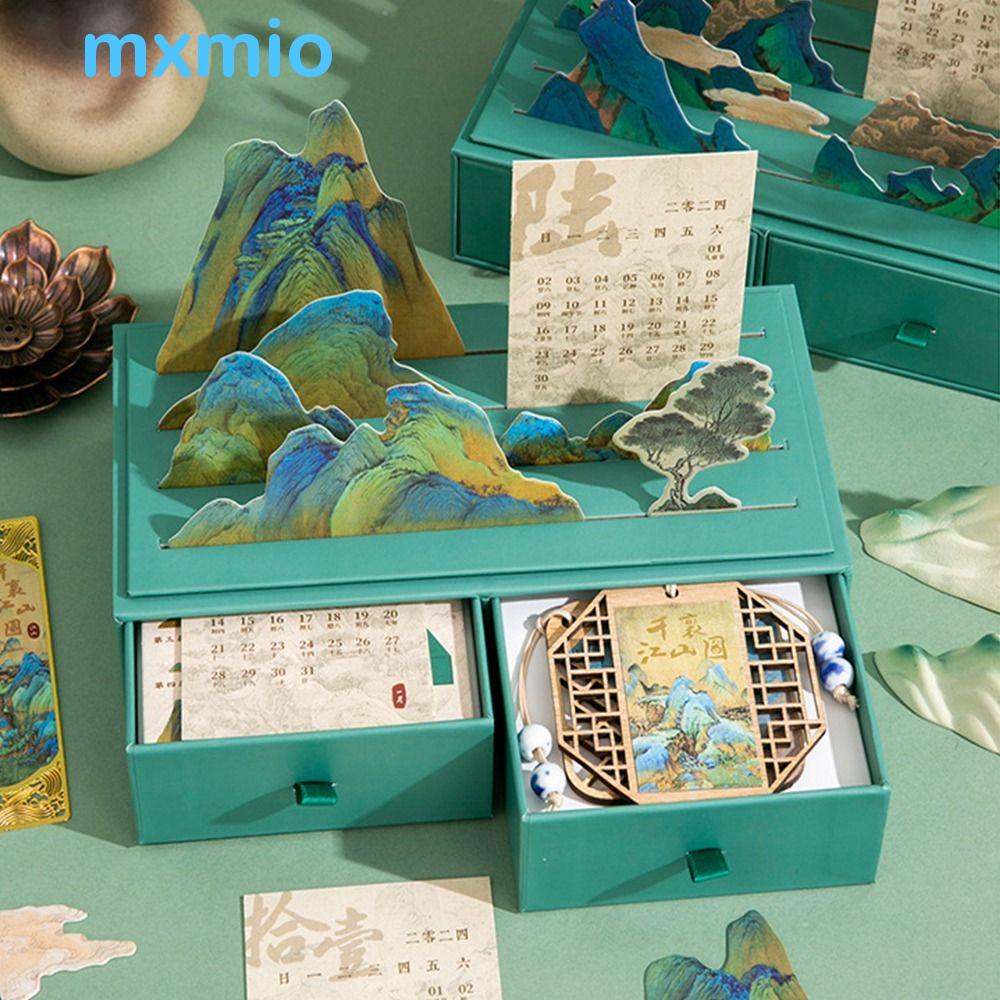 MXMIO 2024 Desk Calendar, Yearly Agenda Desktop Organizer Natural Landscape Desk Calendar, High