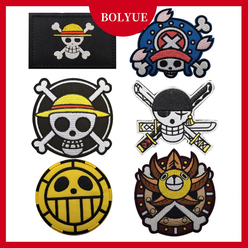 One Piece Velcro Patch Luffy Badge Cartoon Pirate Cloth Patches 