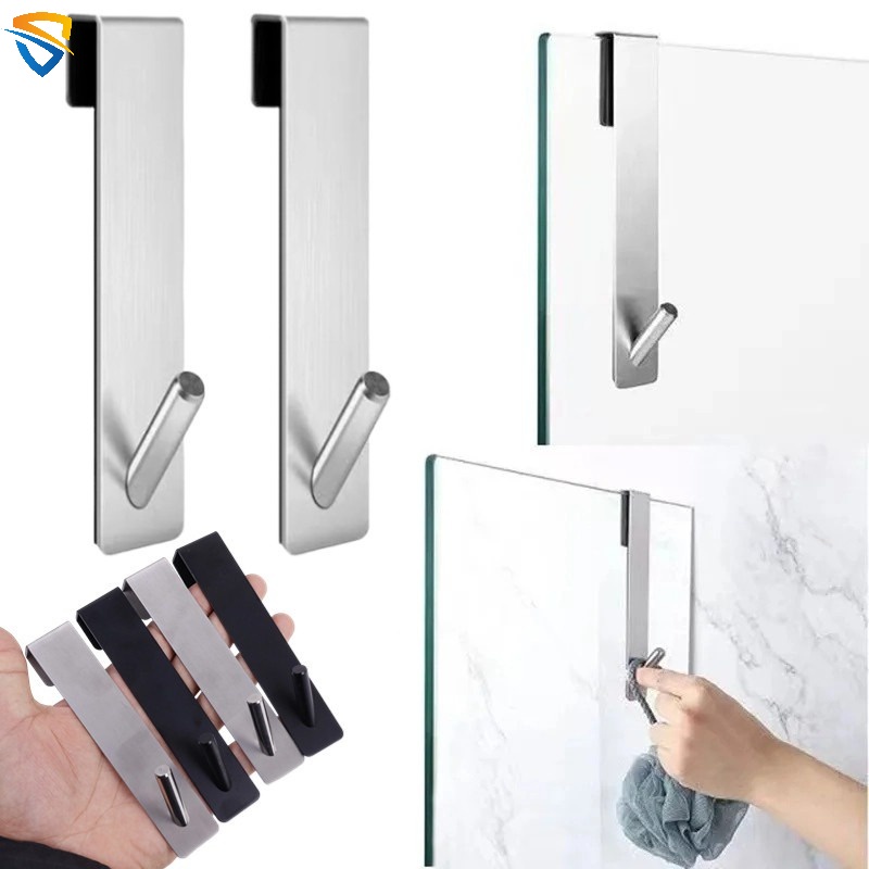 Bathroom Shower Door Back Metal Hooks Stainless Steel Over Glass Door