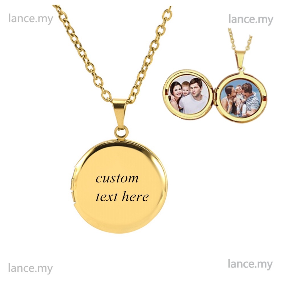 Custom text Pendant Photo Picture Locket Necklace Personalized engraved ...