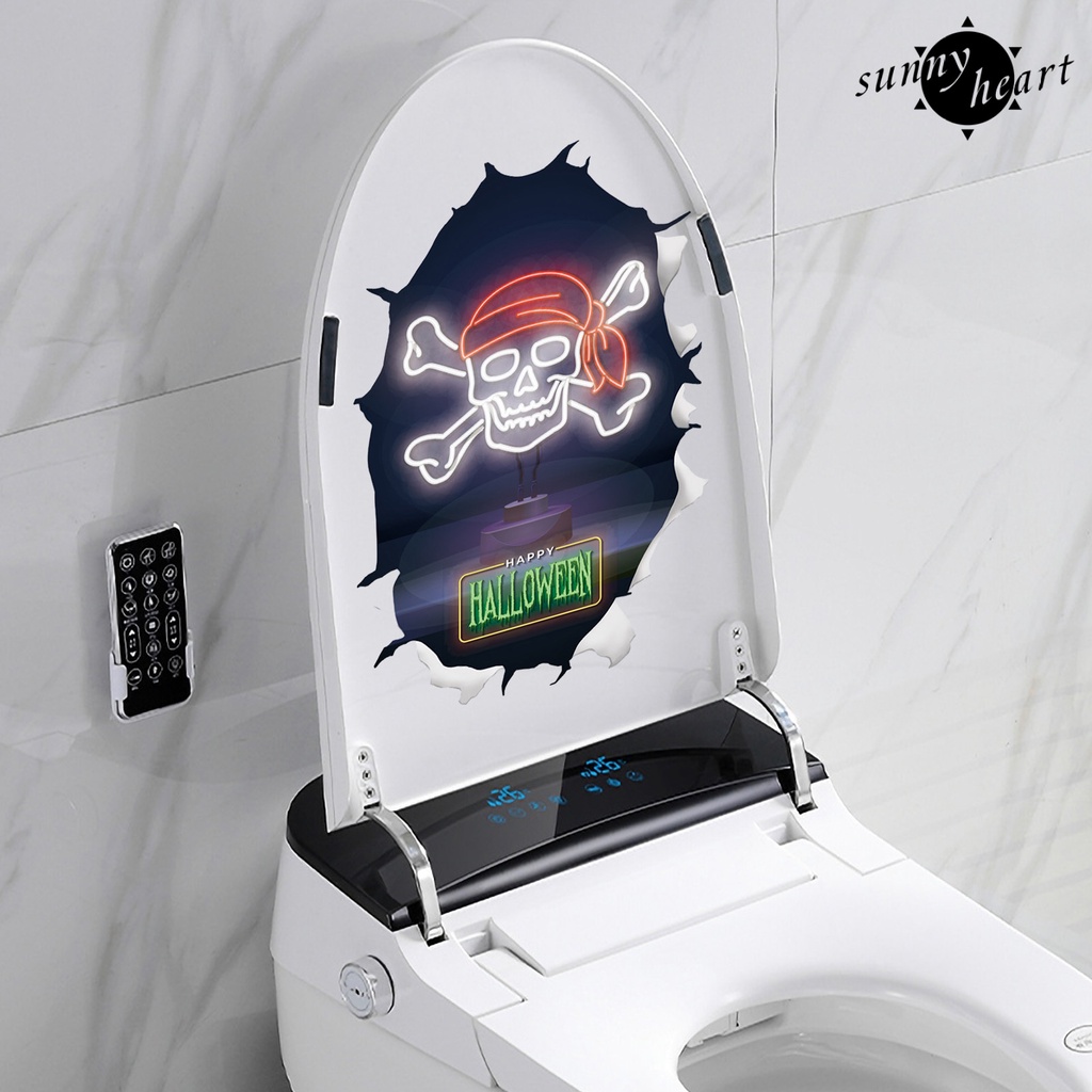 [SH]Halloween Skull Toilet Sticker Spooky Removable Selfadhesive