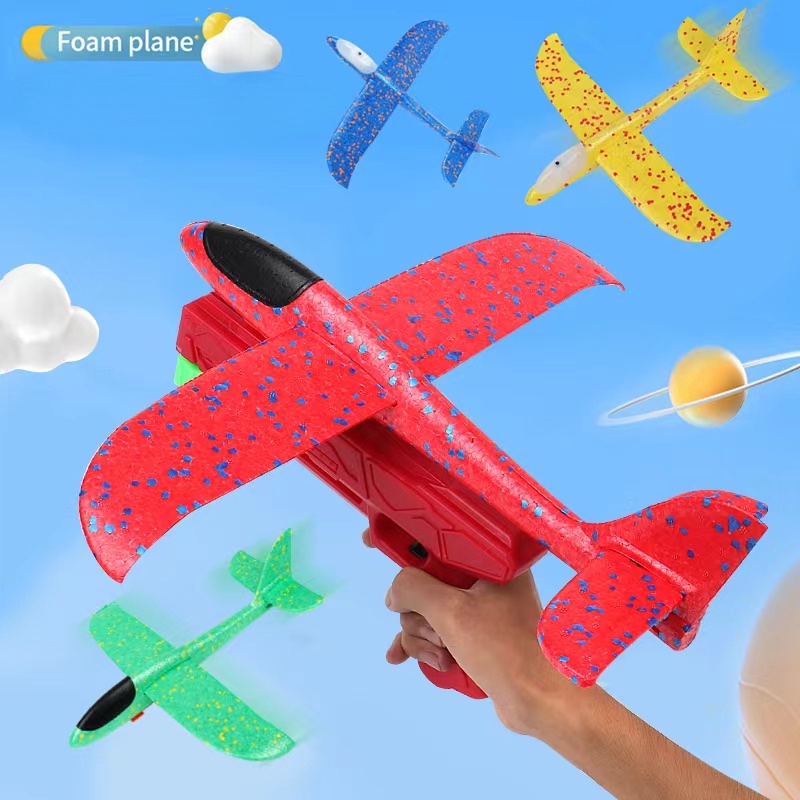Foam Plane Launcher Airplane Toy Bubble Airplanes Glider Hand Throwing