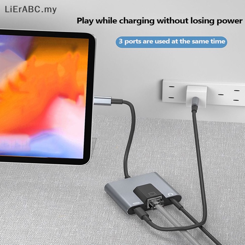 [LiErABC] Type-C to Ethernet LAN Network Adapter Hub USB C to 3.5mm ...