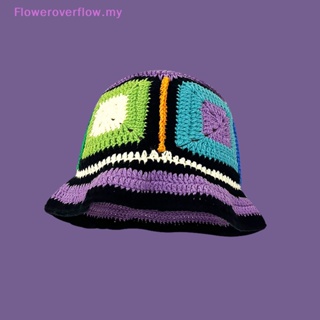 2023 New Fashion Y2k Crochet Bucket Hats Women's Vintage Hand-woven Color  Knitted Hat Girls Summer Korean Ins Hollow Beach Hat