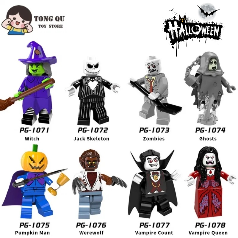 Halloween Minifigures Vampire Werewolf Building Block Toy mini Model ...