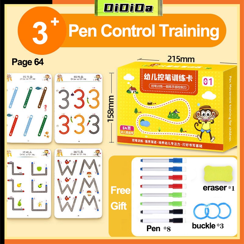 Kid Magical Tracing Workbook Wipe Clean Tracing Worksheets Book 64