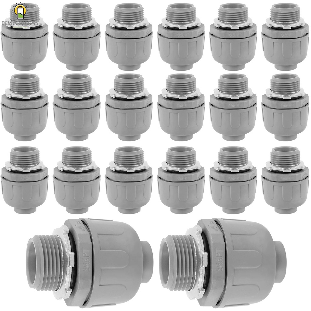20Pcs 3/4 inch Liquid Tight Connector PVC Straight Conduit Connector